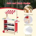 thumbnail image 5 of OLAKIDS Wooden Grocery Store Marketplace Toy, Supermarket Pretend Play, Extra Storage 6 Ice Creams Scales Bells Chalkboards, Fun Indoor Farmer's Market Stand Set Gift for Ages 3+, 5 of 9