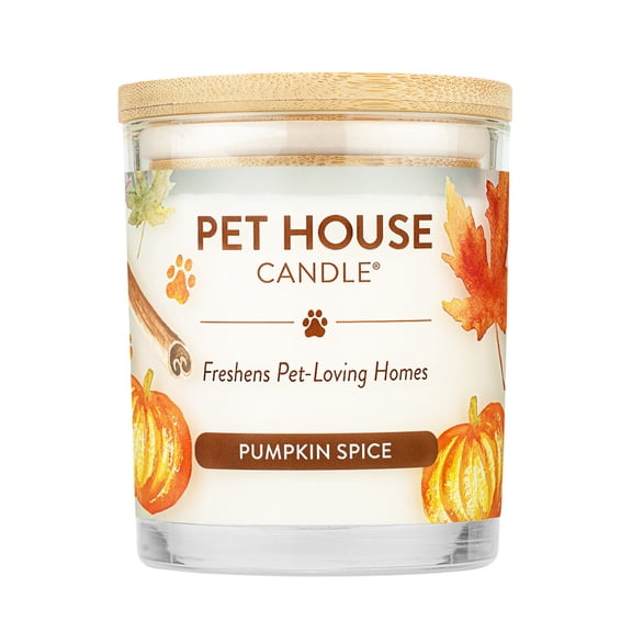 One Fur All Pet House Candle - Pumpkin Spice - 100% Plant-Based Wax Candle - Pet Odor Eliminator for Home - Non-Toxic & Eco-Friendly Air Freshening Scented Candles