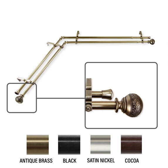 InStyleDesign Nadine Corner Window Double Curtain Rod 13/16 inch dia.