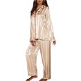 thumbnail image 4 of Long Sleeve Sleepwear Set, Fashion Loose Button Sleepwear Set Skin Friendly Breathable  For Girls For Sleep ANGGREK Champán XL, 4 of 4