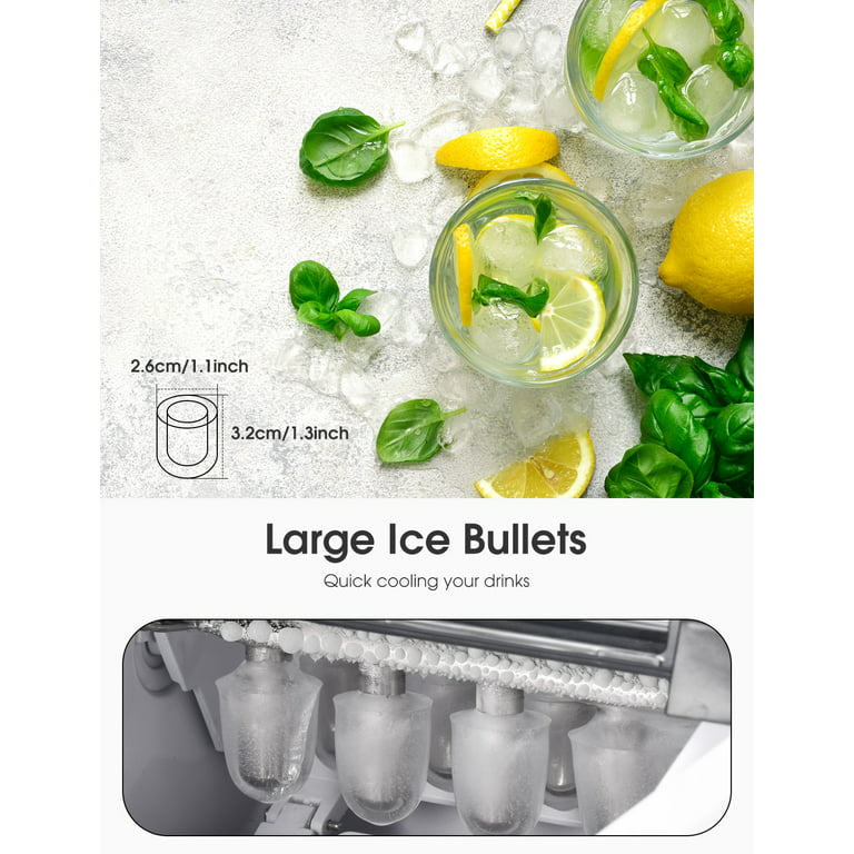 33Lbs/1.5L Portable Silver Bullet Ice Maker Machine Countertop Ice