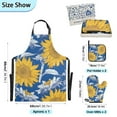 thumbnail image 3 of 5 Pcs Kitchen Set Heat Resistant Oven Mitts and Non-Slip Pot Holders with Adjustable Cooking Apron Hand Paint Sunflowers, 3 of 6