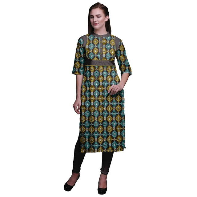 Bimba Kurta Santoon en Viscose Tunique d'Été Imprimée Kurtis Droite pour Femmes