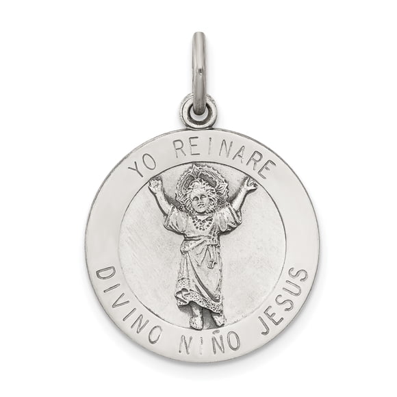Collier Pendentif Religieux en Argent Sterling 925 Vintage Divino Nino Médaille Divin Infant Jésus