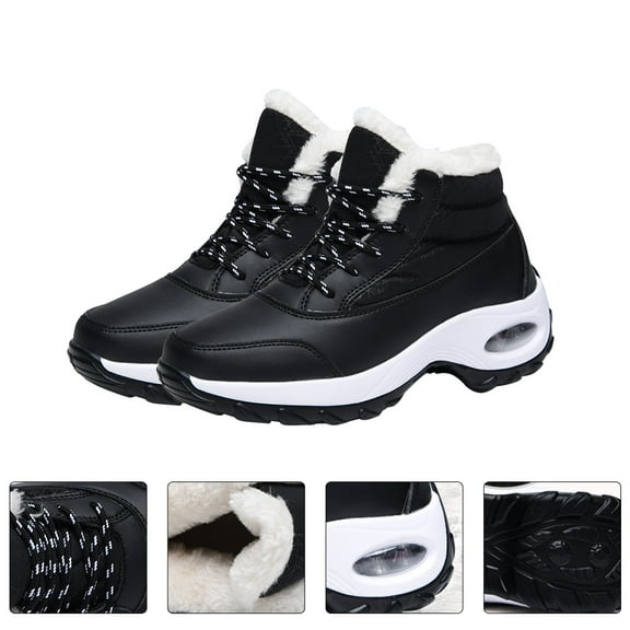 TABLZONE 1 Pair Black Winter Boots Plush Lined Non- Sole Comfortable Outdoor Snow Boots for Men and Women