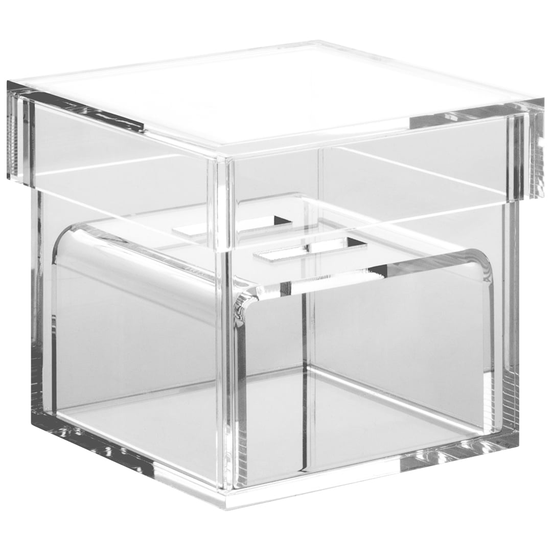 Koyal Wholesale Clear Acrylic 2 PC Wedding Ring Box with 2 Ring Slot, 3" x 3" x 3"