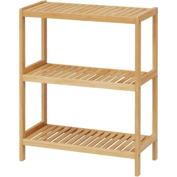 Bamboo Bathroom Shelf, Stand Utility Storage Shelf Multifunctional Bathroom Kitchen Living Room Holder Plant Flower Stand (3-Tier)