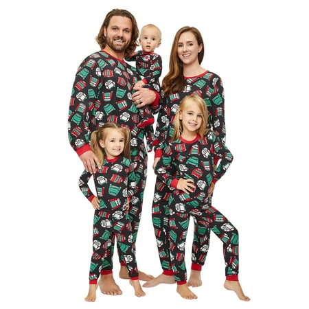 

Huakaishijie Christmas Parent-child Pajamas Creative Clothes Printing Long Sleeve Round Collar Sleepwear