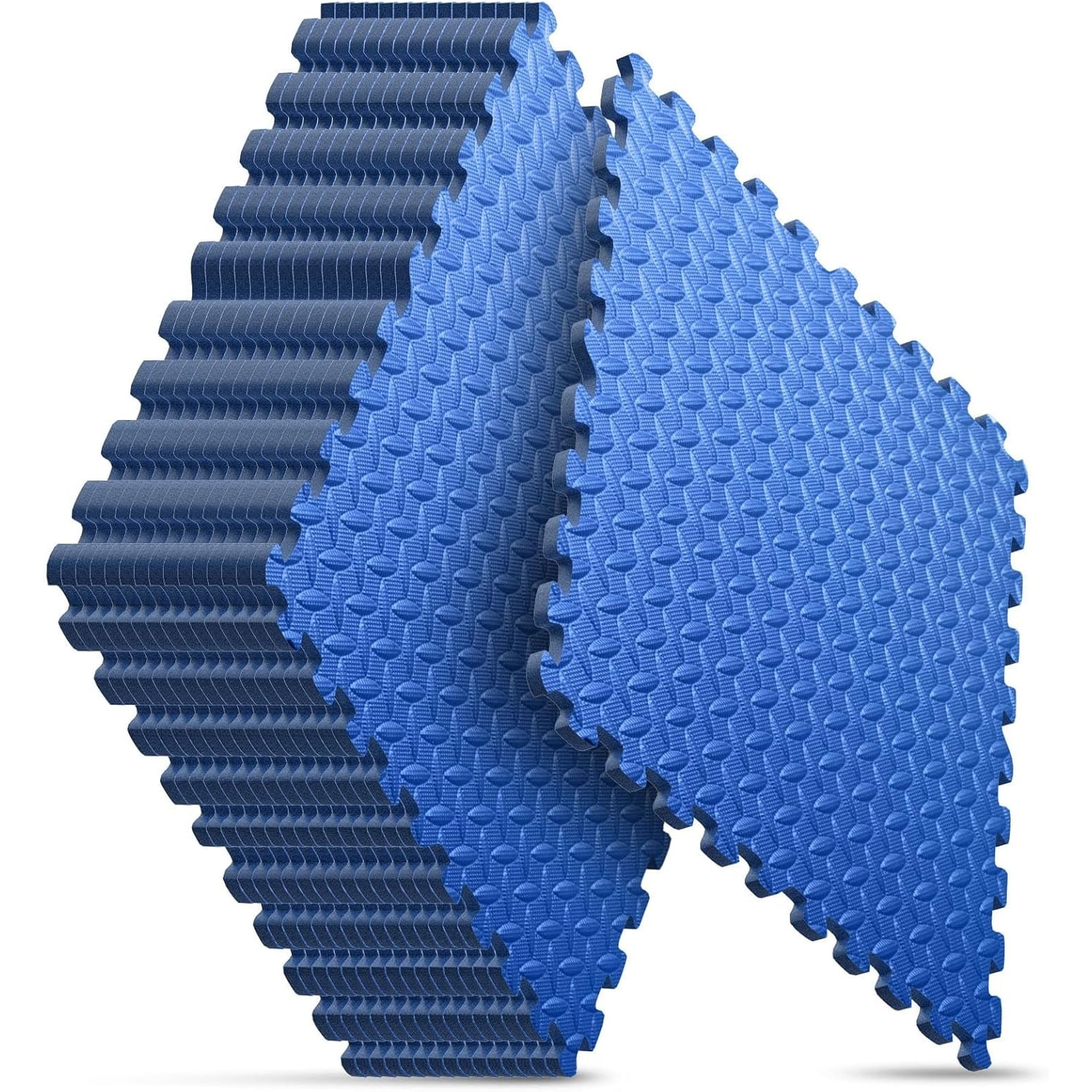 Home Gym Mat, Puzzle Exercise Mat, of EVA Interlocking Foam Floor Tiles for Home Workout Equipment and Kids' Play Areas - Blue, 24 in x 24 in x ½ in - 16 Tiles (Blue, 16 Pack 64 sq ft)
