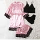 thumbnail image 5 of Batas de mujer de talla grande, lencería de seda, bata de baño de satén, conjunto de cuatro piezas, pijamas para dormir, pijamas para mujer, 5 of 7