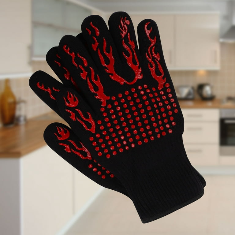 Uxcell Silicone Oven Mitts Heatproof Gloves 1 Pair Red 
