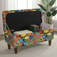thumbnail image 3 of FOR U DESIGNS Colorful Flower Dachshund Print Ottoman Slipcover Stretch Flip-Top Storage Stool Cover Washable Rectangle Footrest Cover with Elastic Band, Non-Slip Removable Bench Protector for Kids, 3 of 7