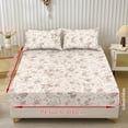 thumbnail image 2 of ZIATUBLES 3 Pcs Full Size Sheet Set, Soft Comfort Bedding Sets with 1 Fitted Sheet and 2 Pillowcases, Cooling Cozy All-Season Bed Sheets, Light Pink Rose Printed, 2 of 9