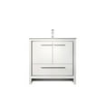 thumbnail image 2 of 36 In. Bathroom Vanity In White - Marble Counter, Brushed Nickel Faucet, Finish Bath 36" X 20" Cultured Marble, Spacious Storage Cube, 2 of 4