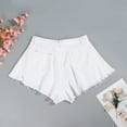 thumbnail image 4 of Aayomet Comfy Shorts For Women Women's High Waist Ripped Denim Shorts Rolled Hem Distressed Stretch Jeans White,L, 4 of 5