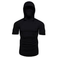 thumbnail image 3 of XIAOCHA Men's Hooded Face Cover Tees Short Sleeve Hooded Face Mask Pullover Top Stretchy Workout Streetwear Tops, 3 of 4