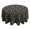thumbnail image 4 of Dark Christmas Golden Reindeer Pattern Round Tablecloth 60"x60",Wrinkle Wipeable Table Cloth for Kitchen Dining Room Picnic Patio Party, 4 of 6