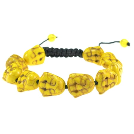 3 Stone Tanzanite Bracelet Yellow Turquoise Stone Happy Buddha Adjustable Macrame Style Bracelet - Good for Healing and Protection - 91064 ()