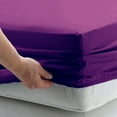 thumbnail image 2 of Extra Soft Twin/Twin XL Size Fitted Sheet Bamboo Rayon Deep Pocket 15", Moisture Wicking, Cooling, Breathable, Purple, 2 of 5