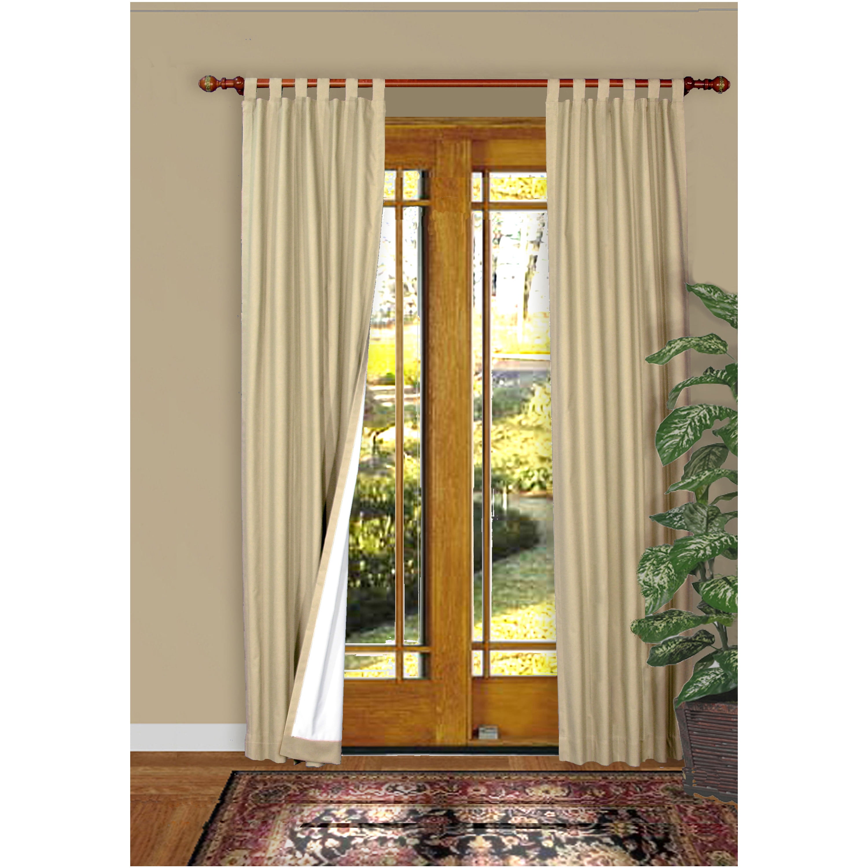 Winmate Insulated Cotton Tab Top Curtain Panel - Pair each 40" x 72" in Natural