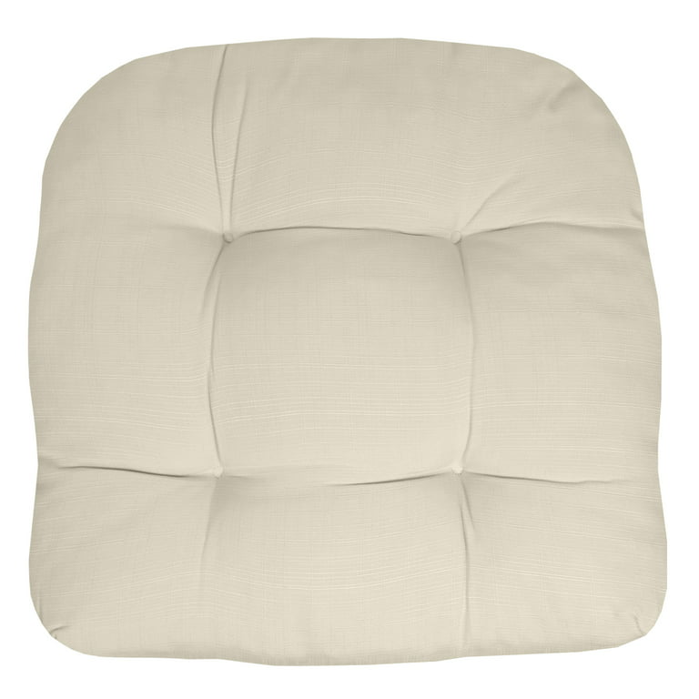 Sweet Home Collection Patio Cushions Outdoor Chair Pads Thick Fiber Fill  Tufted 19 x 19 Seat Cover, Cream, 4 Pack