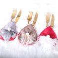 thumbnail image 4 of Billuyoard Soportes de cubiertos de Navidad, bolsas de vajilla resistentes a desgarros de dibujos animados, telas no tejidas, cuchara, tenedor, bolsa, cena Kits de decoración para fiestas Marrón Billuyoard HA069843-03, 4 of 6