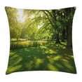 thumbnail image 1 of Green Throw Pillow Cushion Cover, Summer Park in Hamburg Germany Trees Sunlight Forest Nature Theme Scenic Outdoors Picture, Decorative Square Accent Pillow Case, 20 X 20 Inches, Green, by Ambesonne, 1 of 2