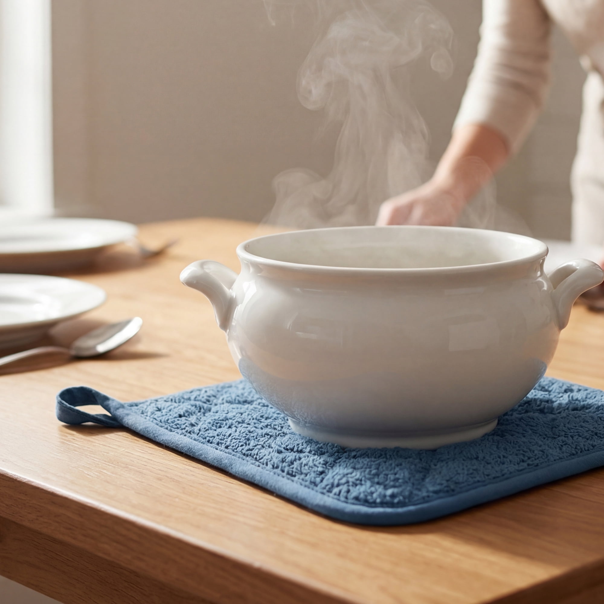 Unique Bargains 2 Pcs Square Pot Holders Heat Resistant Non Slip Pads Blue 7.1"x7.1"