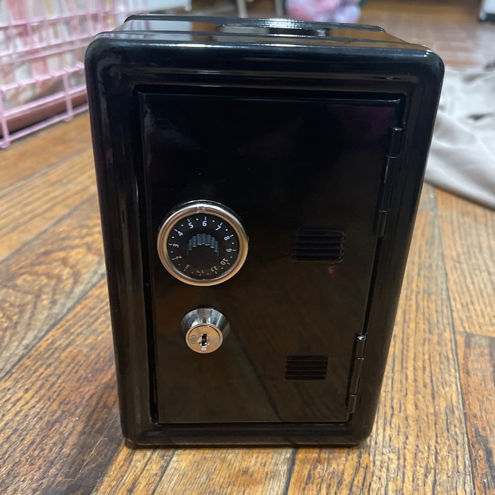 Mini Kids Safe Box with Key Lock, Black