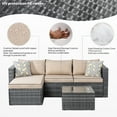 thumbnail image 6 of Walsunny 3 Piece Khaki Outdoor Furniture Sectional Sofa Patio Set with Silver Gray Rattan Wicker, 6 of 7