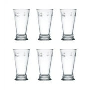 La Rochere, Set of 6, Tall Drinking Glasses (6.3" Tall - High Ball), 15.6 Oz Each, Napoleonic Bee Pattern