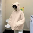 thumbnail image 2 of GPOECD Oversized Hoodies For Women Pullover Ears Warm Long Pullover Winter Cozy Fall Soft Casual Hooded Sweatshirts Z90-Beige,M, 2 of 4