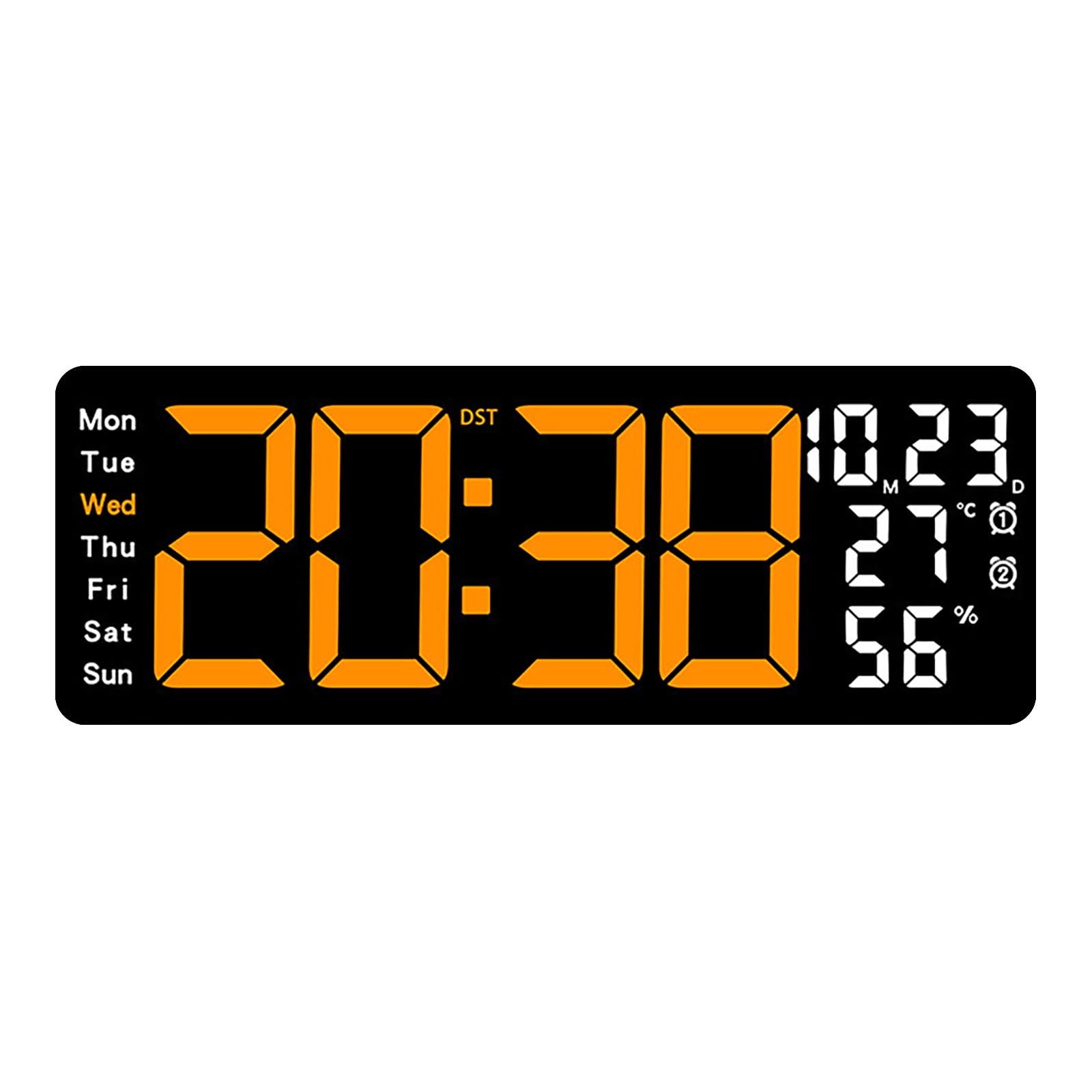 Zzbeans 17.3 Inch Large LED Digital Wall Clock, Multifunctional Electronic Clock with Temperature Humidity Display and Remote Control, Modern Alarm Clock with RGB Night Light for Living Room Bedroom