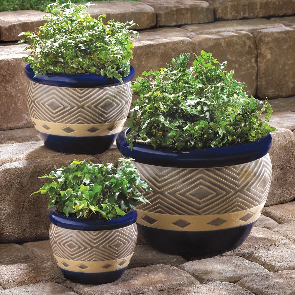 Patio Planter Decorative Outdoor Planters Ceramic Gardening Cobalt Patio Planter Decorative Outdoor Planters Ceramic Gardening Cobalt Trio