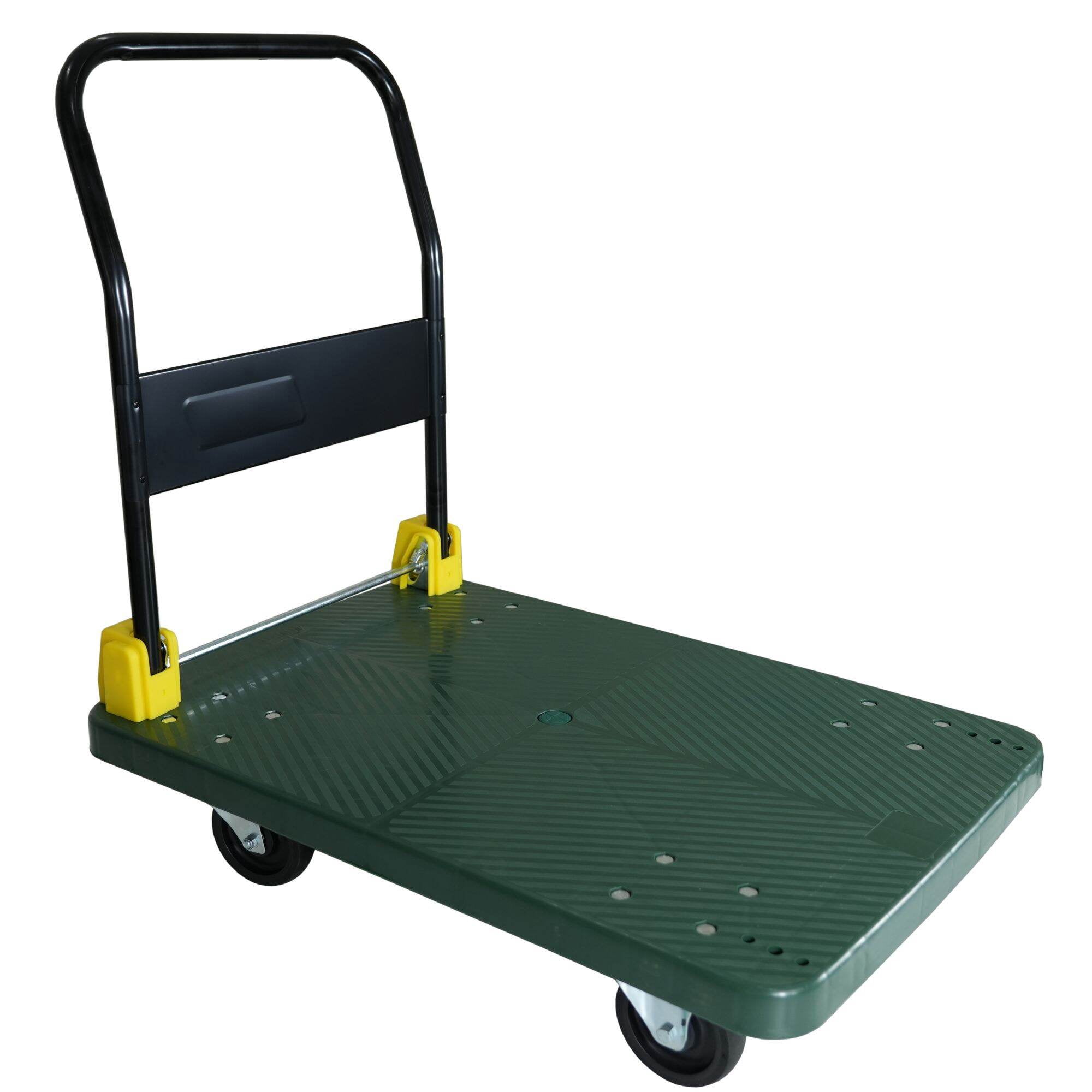 Dolly, Foldable Platform Push Hand Truck Cart, 880 lbs. Weight Capacity, 2 Swivel Brake Wheels, Green Hand Truck,Metal Furniture Dolly, Auto Parts & Transport Hand Trucks & Dollies