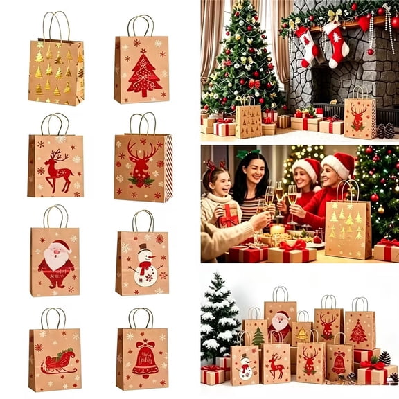 Goodw7 Kraft Paper Gift Bags with Handles, Small Patterned Favor Bags for Birthday Party Supplies Business Promotional Gifts, Versatile Treat Bags for Special Occasion Giving