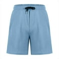 thumbnail image 2 of Summer Savings Cargo Shorts for Men, Men's Solid Color Casual Drawstring Closed Elastic Waist With Pockets Shorts 3XL, Sky Blue, 2 of 6