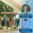 thumbnail image 2 of Blue Handworks Wind Chimes Coral and Teal Glass Wind Chime Garden Decor, 2 of 8