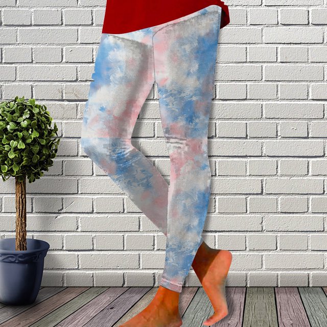 WILLBEST Leggings con Estampado Tie-Dye para Mujer, Pantalones de Yoga de Cintura Alta para Entrenamiento Físico, Elásticos, Suaves, Cómodos, Ropa Deportiva Informal Mediana