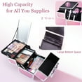 thumbnail image 4 of Velore Makeup Train Case Large Cosmetics Box with Mirror Lockable 2 Trays Makeup Case Organizer, Mermaid Pink, 4 of 9