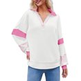 thumbnail image 3 of Women Color Block Sweatshirt Casual V Neck Long Sleeve Pullover Top, 3 of 4