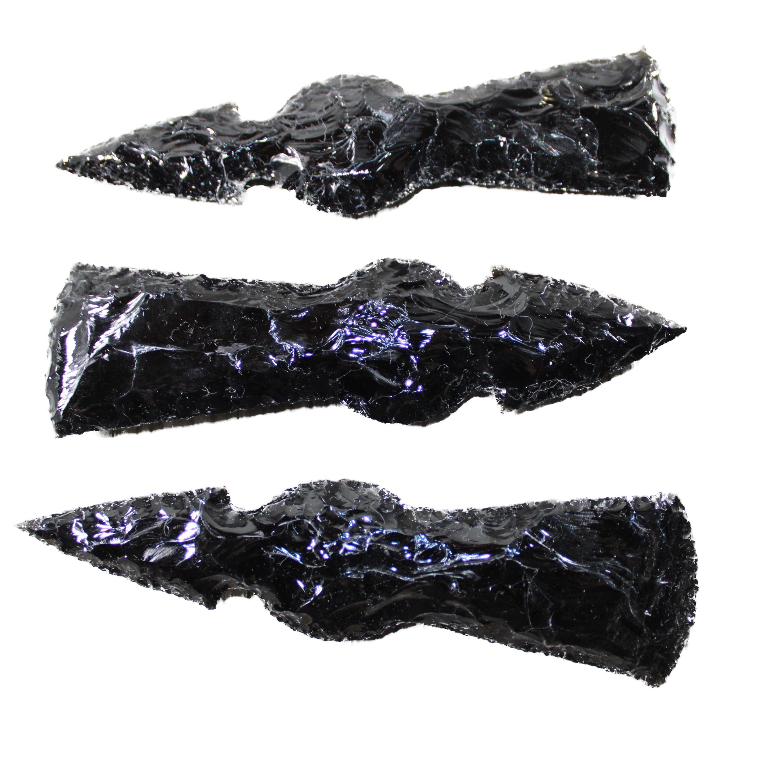 3 Obsidian Ornamental Tomahawk Heads #974-1  Ax Axe Hatchet