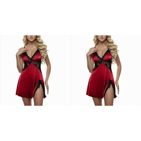 2 Pack Steel Lingerie Ring Sleepwear Fashion Lace Underwear Garter Pajamas plus Size Lingerie Push up Night Robe Women Lingerie Bustier Corset with Bling Night Bra Bust up Womens