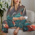 thumbnail image 6 of Honeii Flower White Dolphin print Women's Pajama Sets Long Sleeve Button Down Sleepwear Nightwear Soft Pjs Lounge Sets-XX-Large, 6 of 7