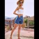 thumbnail image 4 of Pantalones Cortos Vaqueros para Mujer, Informales, de Verano, de Cintura Media, Deshilachados, Elásticos y Rotos. Azul Profundo S, 4 of 10