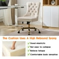 thumbnail image 5 of Pawverly Velvet Upholstered Office Chair, Tufted Button Swivel Desk Chair with Adjustable Height, Gold Metal Base & Wheels, Modern Vanity Chair, Beige, 5 of 8