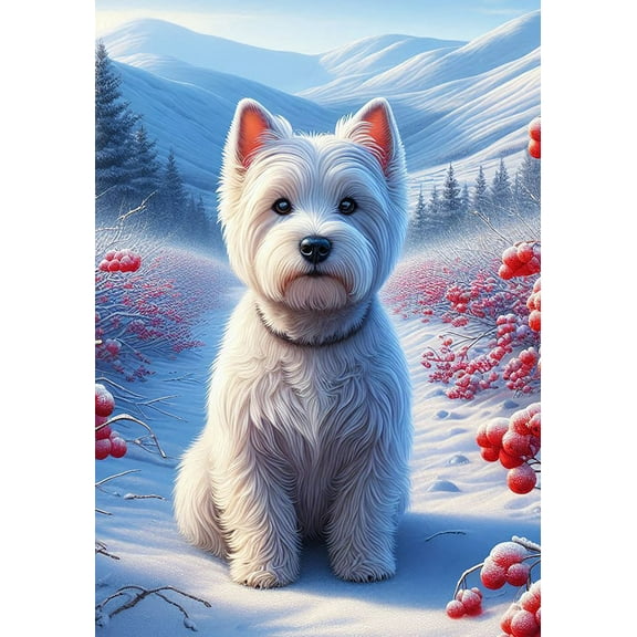 Westie - Best of Breed DCR Winter Berries Garden Flag 12" x 17"