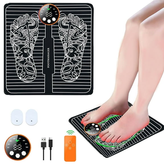 Ibear Electric Remote Controlled Foot Massage Pad, Portable Foot and Leg Massager, Foldable