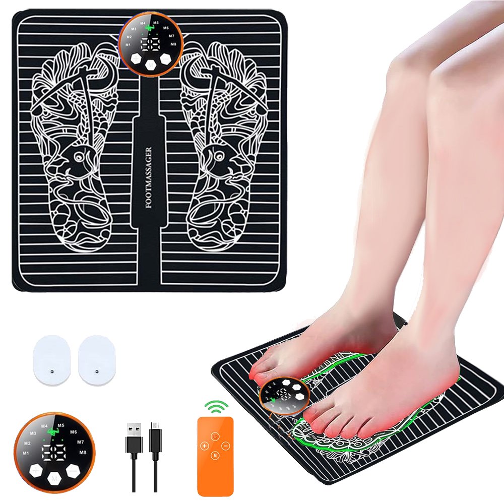 Ibear Electric Remote Controlled Foot Massage Pad, Portable Foot and Leg Massager, Foldable