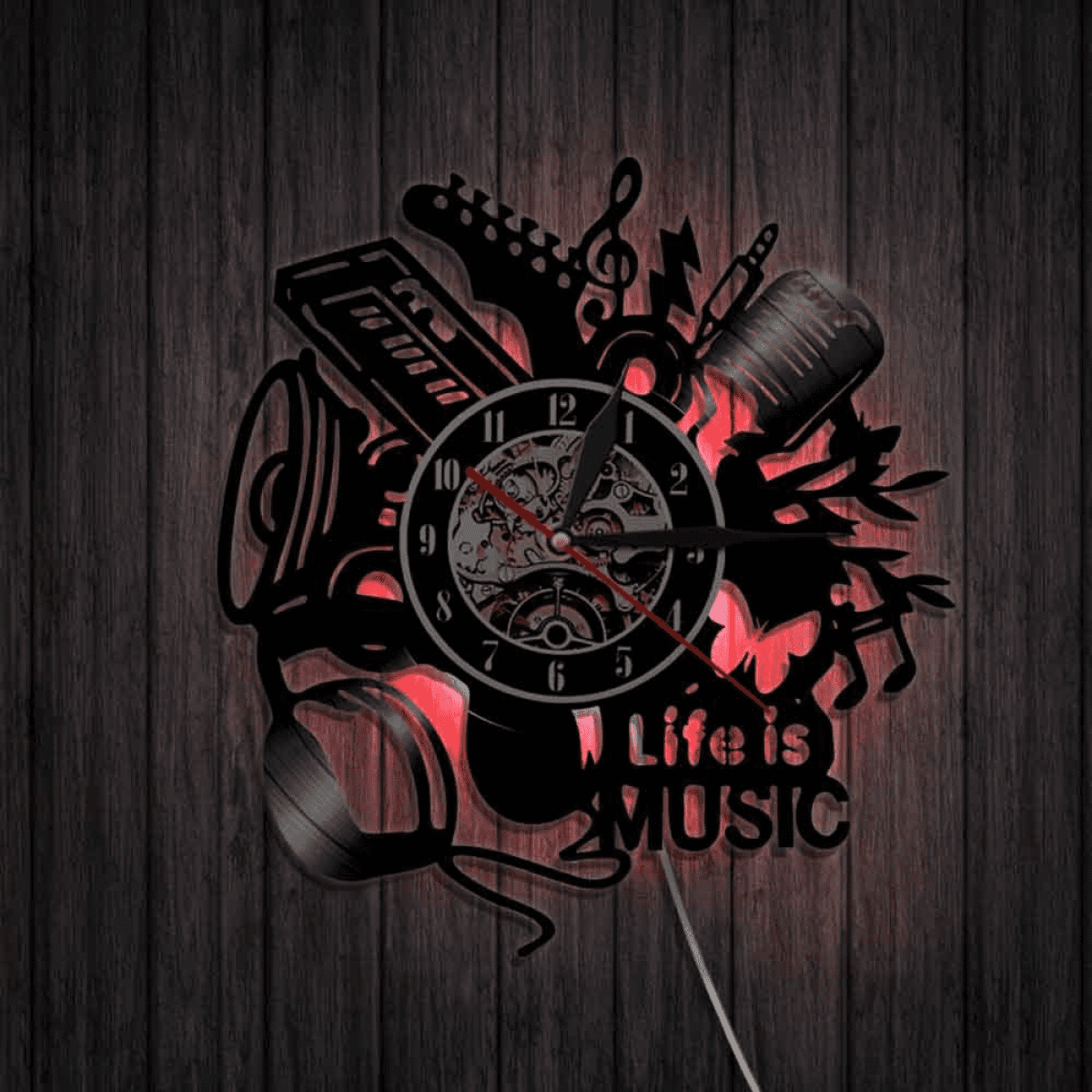 Music Instruments Notes_Exclusive wall clock made of vinyl record_GIFT 